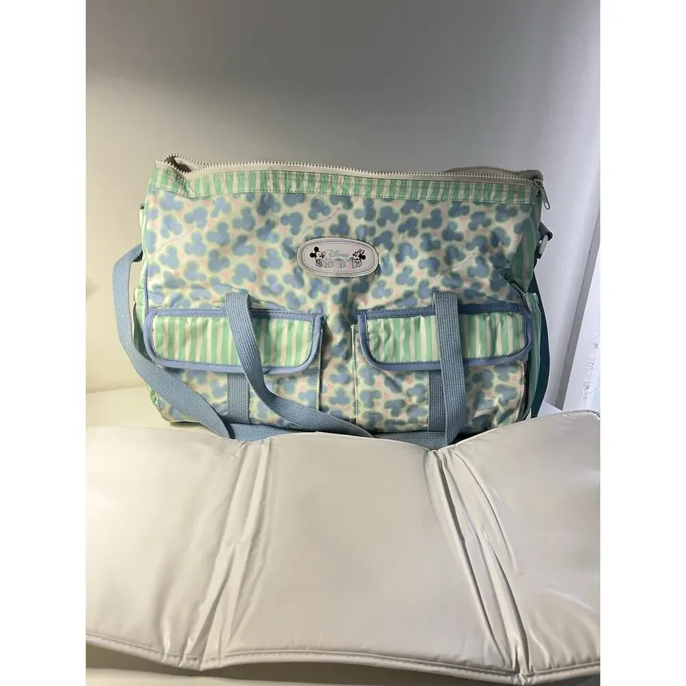 RARE Vintage 90s Disney Babies Mickey Minnie Diaper Bag W ACCESSORIES Needs Zip
